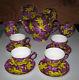 Rare Astrig Akseralian 20 Piece Tea Set Withyellow Geckos On Purple Service For 4