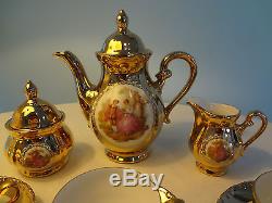 Rare Antique 22 Kt. Gold Over Porcelain Germany Bavaria Coffee/Tea Set BEAUTIFUL