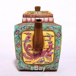 Rare Antique Chinese Enamel Painting ZiSha Pottery Teapot Marked KangXi PT138