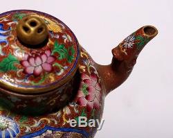 Rare Antique Chinese Hand Painting ZiSha Pottery Teapot Marked YongZheng PT082