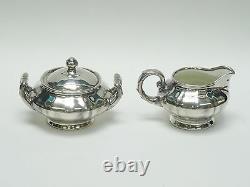 Rare Antique Friedrich Wilhelm Spahr Silver Overlay Tea Coffee Set Creamer Sugar