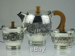 Rare Antique Solid Silver Teapot Set 1890