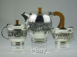Rare Antique Solid Silver Teapot Set 1890