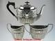 Rare Antique Solid Silver Teapot Set 1896 Birmingham By Barker Bros