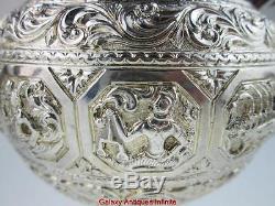 Rare Antique Solid Silver Zodiac Teapot Set Circa 1880