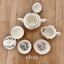 Rare Aynsley'Pembroke' Tea Set Tea Pot Creamer Sugar Bowl & 2 Dishes Vintage