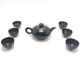 Rare Chinese Black Nephrite Jade Tea Set Teapot 6 Cups Includes Travel Case