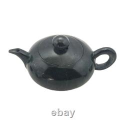 Rare Chinese Black Nephrite Jade Tea Set Teapot 6 Cups Includes Travel Case
