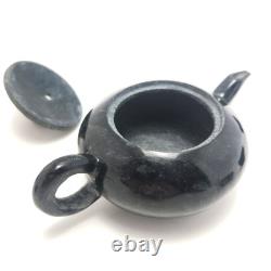 Rare Chinese Black Nephrite Jade Tea Set Teapot 6 Cups Includes Travel Case