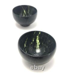 Rare Chinese Black Nephrite Jade Tea Set Teapot 6 Cups Includes Travel Case