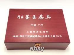 Rare Chinese Black Nephrite Jade Tea Set Teapot 6 Cups Includes Travel Case