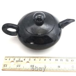 Rare Chinese Black Nephrite Jade Tea Set Teapot 6 Cups Includes Travel Case
