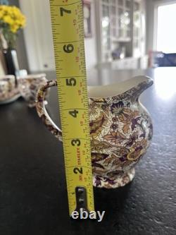 Rare Complete Vintage Ceylon Porcelain Tea Set for 6 teapot, creamer, sugar