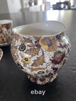 Rare Complete Vintage Ceylon Porcelain Tea Set for 6 teapot, creamer, sugar