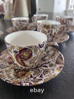 Rare Complete Vintage Ceylon Porcelain Tea Set for 6 teapot, creamer, sugar