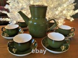 Rare Danish Aluminia Timiana Denmark Faience Coffee Tea Pot Cup Saucer Set 1960s