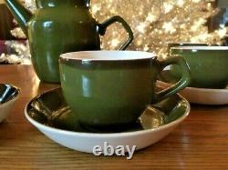 Rare Danish Aluminia Timiana Denmark Faience Coffee Tea Pot Cup Saucer Set 1960s