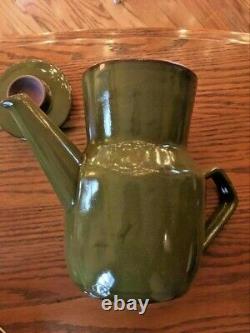 Rare Danish Aluminia Timiana Denmark Faience Coffee Tea Pot Cup Saucer Set 1960s