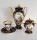 Rare Dresden Richard Klemm Teapot Cup Sugar Bowl Set Cobalt Gilt Dim With Lovers