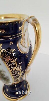 Rare Dresden Richard Klemm Teapot Cup Sugar Bowl Set Cobalt Gilt Dim with Lovers