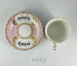 Rare Emporium 32 Salem Witch Tea Set. Witch Silhouette. Pink/White/Black/Gold