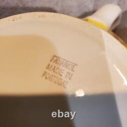 Rare Favanol Tea coffee pot & creamer set Handpainted In Portugal. Pink Yellow