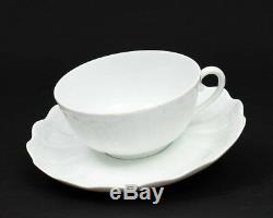 Rare! Giraud Limoges France'Corail White' Tea Set Teapot, 4 Teacups & Saucers