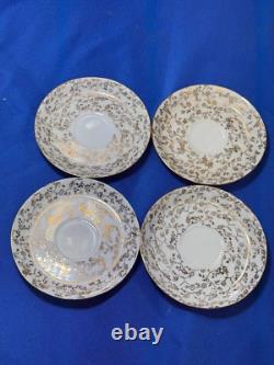 Rare Italian Demitasse Gold Floral Tea Set w Teapot, Creamer, 4 Cups & Saucers