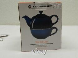 Rare Le Creuset White Tea For One 10 Oz. (Teapot, Cup, Tea Ball) Set