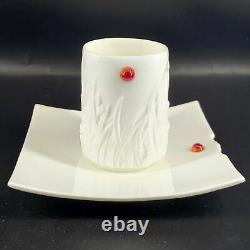 Rare Liuli Living Fine Bone China Delicate Teapot and 4 cup saucer set, New