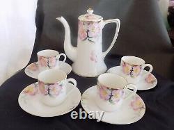 Rare Noritake Azalea Demitasse mini childs Tea Coffee Pot 4 Cups & saucers set