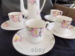 Rare Noritake Azalea Demitasse mini childs Tea Coffee Pot 4 Cups & saucers set