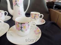 Rare Noritake Azalea Demitasse mini childs Tea Coffee Pot 4 Cups & saucers set