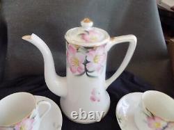 Rare Noritake Azalea Demitasse mini childs Tea Coffee Pot 4 Cups & saucers set