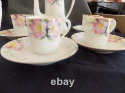 Rare Noritake Azalea Demitasse mini childs Tea Coffee Pot 4 Cups & saucers set