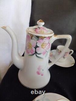 Rare Noritake Azalea Demitasse mini childs Tea Coffee Pot 4 Cups & saucers set