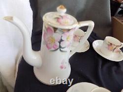 Rare Noritake Azalea Demitasse mini childs Tea Coffee Pot 4 Cups & saucers set