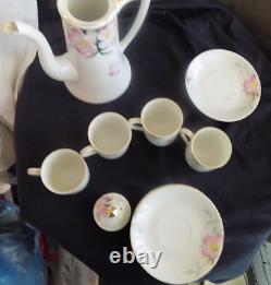 Rare Noritake Azalea Demitasse mini childs Tea Coffee Pot 4 Cups & saucers set