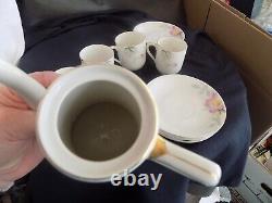 Rare Noritake Azalea Demitasse mini childs Tea Coffee Pot 4 Cups & saucers set