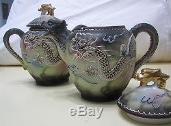 Rare TAKITO! Japan Antique Moriage Dragonware 24 piece teaset for six porcelain