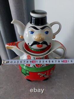 Rare Vintage Ceramic Tea Pot Set Ukrainian Cossack Figure