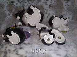 Rare Vintage Fitz & Floyd Hog Pig 3 Piece Tea Set with Salt & Pepper Shakers