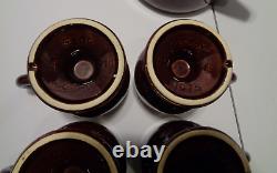 Rare Vintage McCoy Tea pot and 6 footed cups set Brown multi rustic distressed