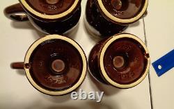 Rare Vintage McCoy Tea pot and 6 footed cups set Brown multi rustic distressed