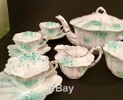 Rare Wileman Foley Shelley Tea Set Teapot Cups Saucers 15 Piece Cabaret Antique