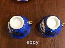 Rare antique Old Paris Tea pot Teapot Set Floral blue gold France Porcelain