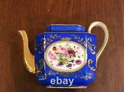 Rare antique Old Paris Tea pot Teapot Set Floral blue gold France Porcelain