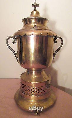 Rare large antique 1800's ornate brass samovar tea pot dispenser double spigot