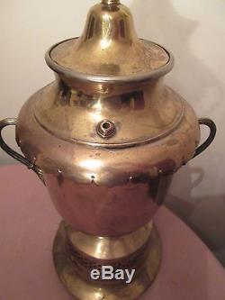 Rare large antique 1800's ornate brass samovar tea pot dispenser double spigot