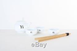 Rare new Y's YOHJI YAMAMOTO monogram logo white ceramic china tea cup pot set